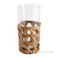 new design wrapped rattan & paper wrap glass